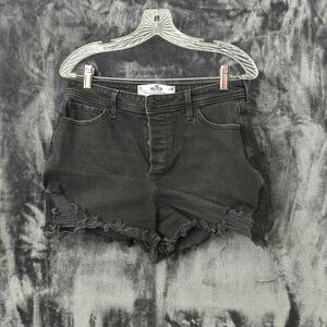 Hollister Curvy Ultra High-rise Mom Short 29x 3  Black Distressed Denim